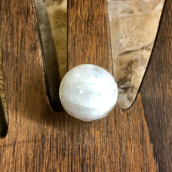 Vintage Jewelry - Sterling Silver Moonstone Ring 925 Adjustable